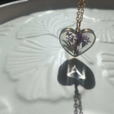 Everlasting Garden Heart Pendant - Handmade Dried Flower Gold Necklace
