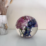 Carnation Garden Sphere - Whimsical Floral Handmade Resin Home Decor