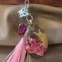Pink Petal Flutter - Handmade Dried Resin Floral Bag Charm / Keychain