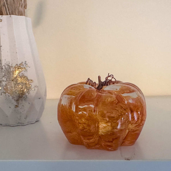 Pumpkin - Orange Bloom - Handmade Resin Pumpkins with Botanicals