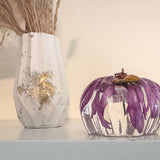 Pumpkin Purple Bloom - Handmade Resin Pumpkin with real Dried Flowers