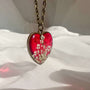 Flaming Heart Romance Set - Handmade Floral Heart Pendant & Earrings