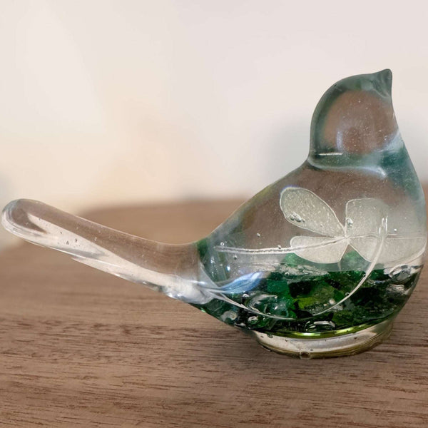 Lucky Four Leaf Clover Bird: Handmade Resin Bird with Four Leaf Clover
