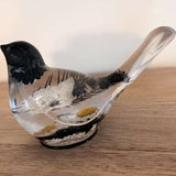 Chickadee Resin Bird Midnight Melody Black & White Handmade Floral Art