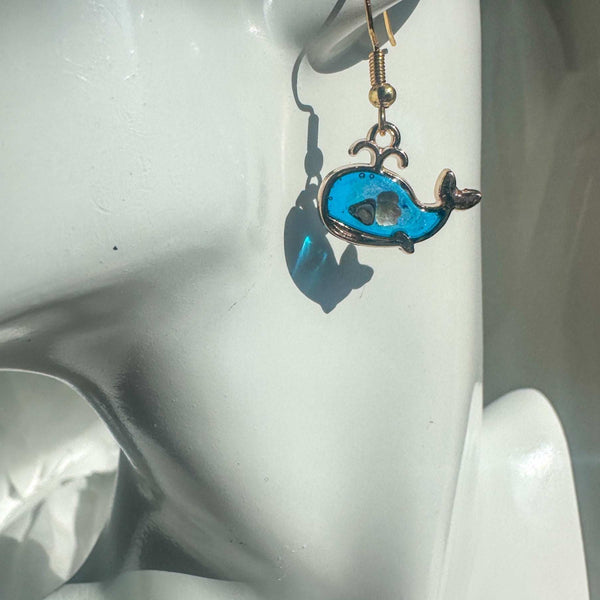 Whale Song Sparkle: Handmade Resin & Mother of Pearl Ocean Earrings