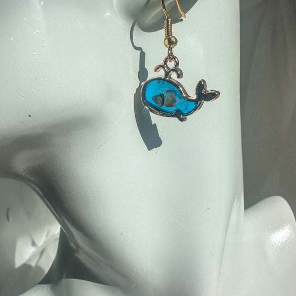 Whale Song Sparkle: Handmade Resin & Mother of Pearl Ocean Earrings