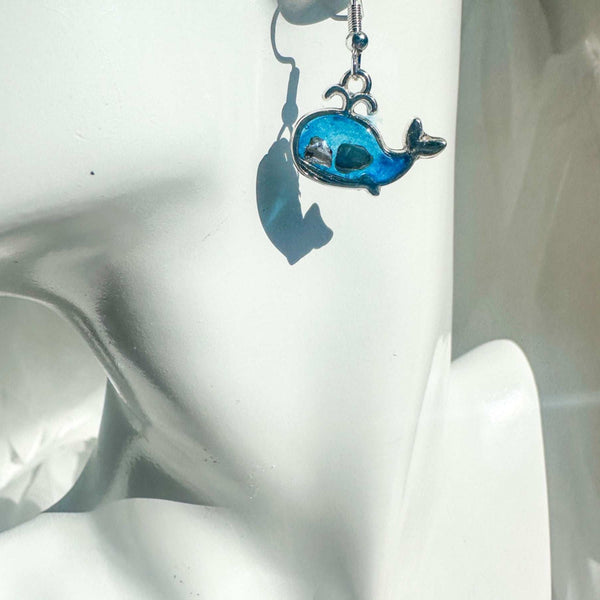 Whale Song Sparkle: Handmade Resin & Mother of Pearl Ocean Earrings