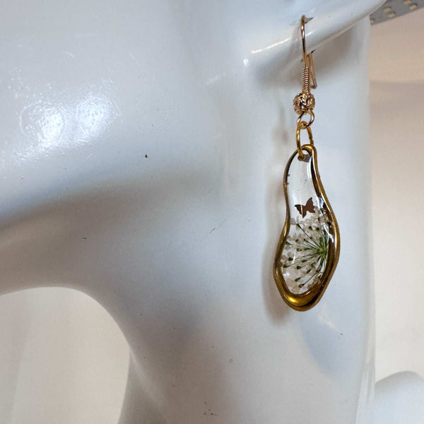 Butterfly Whispers - Handmade Pressed Flower Queen Anne Lace Earrings