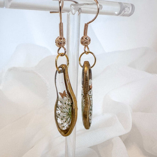Butterfly Whispers - Handmade Pressed Flower Queen Anne Lace Earrings