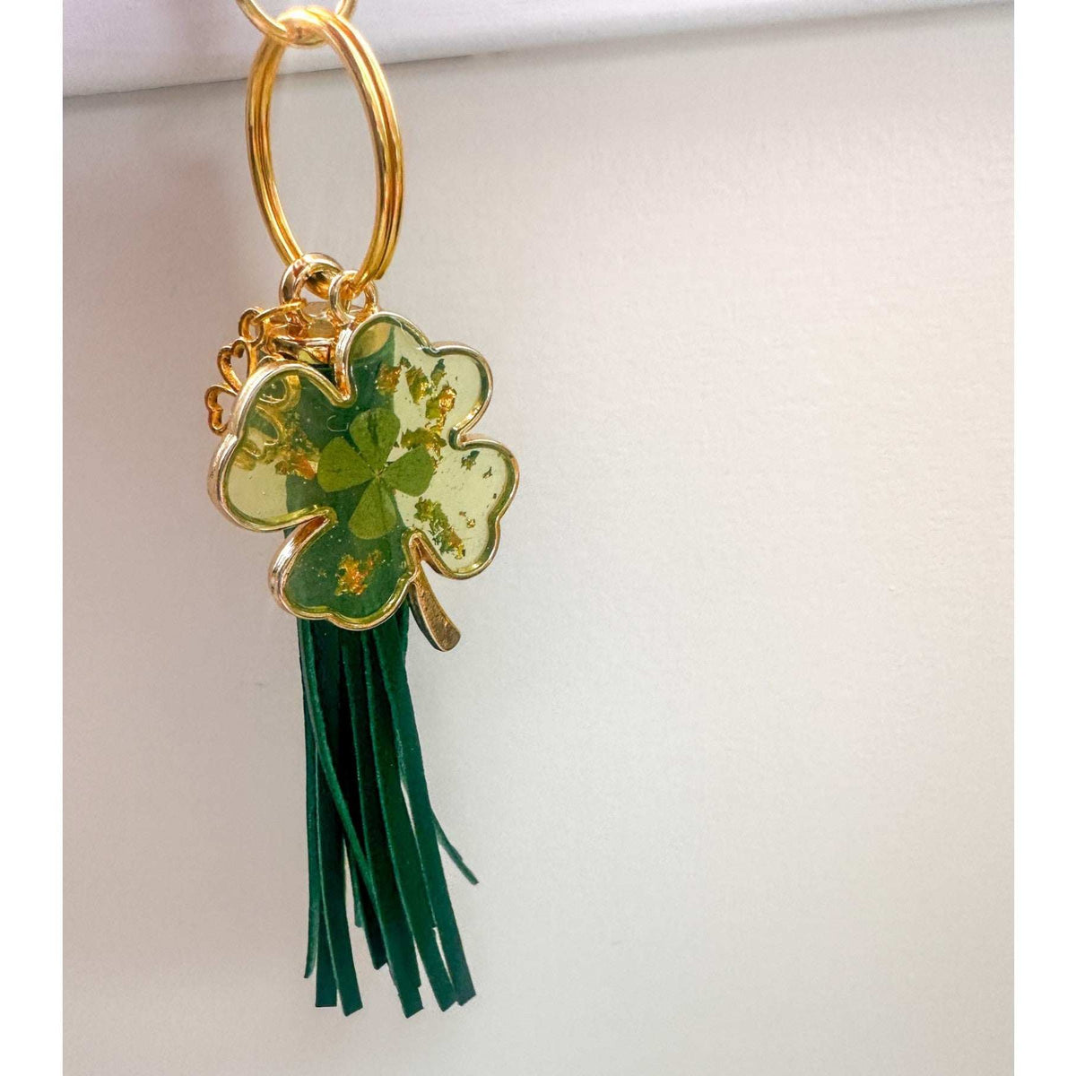 Lucky Clover Spark - Real Four Leaf Clover Handmade Resin Bag Charm