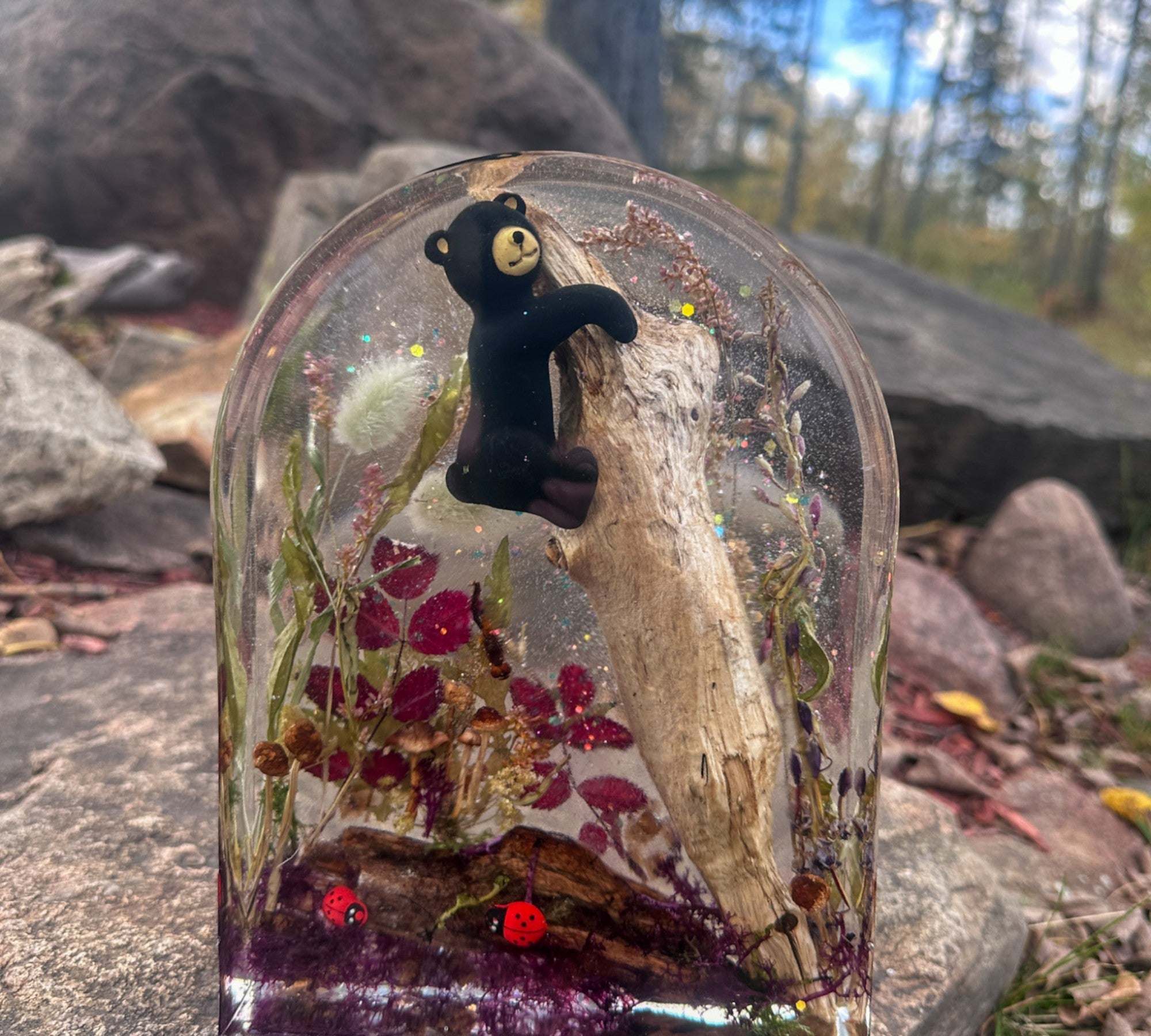 Enchanted Forest - Handmade Bear Cub Forest Botanical Resin Decor ...
