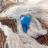 Blue Heart Bloom - Everlasting Handmade Resin Blue Garden Pendant