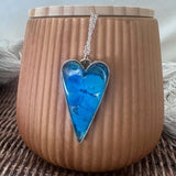 Blue Heart Bloom - Everlasting Handmade Resin Blue Garden Pendant