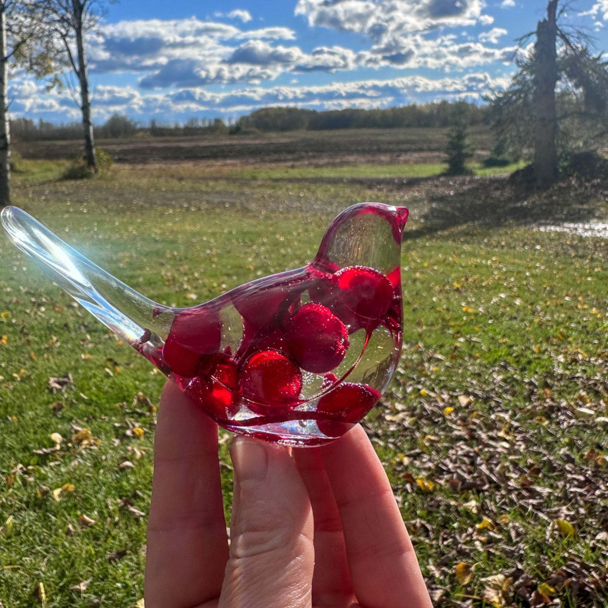 Berry Red Cardinal - Handmade Red Berry Resin Bird Home Decor