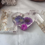 Enchanted Garden Resin Love Décor - Handmade Pressed Daisy Flowers