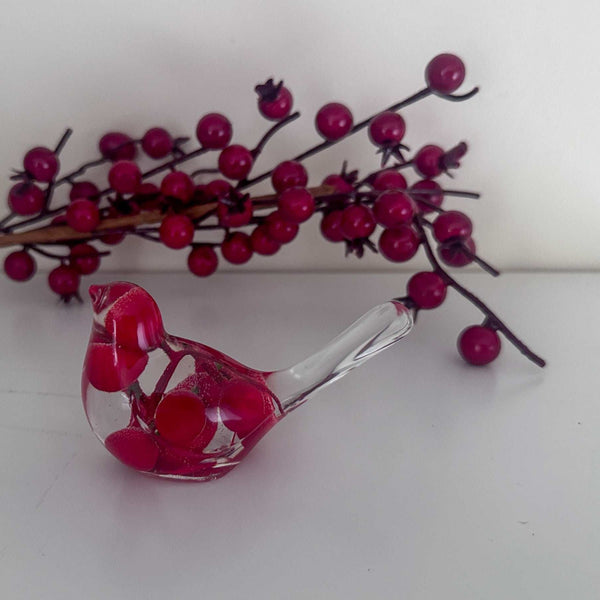 Handmade Crimson Berry Cardinal - Red Berry Resin Bird Home Decor