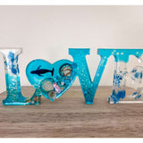 Oceans Embrace - Handcrafted LOVE Word Decor with Real Seashells