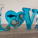 Oceans Embrace - Handcrafted LOVE Word Decor with Real Seashells