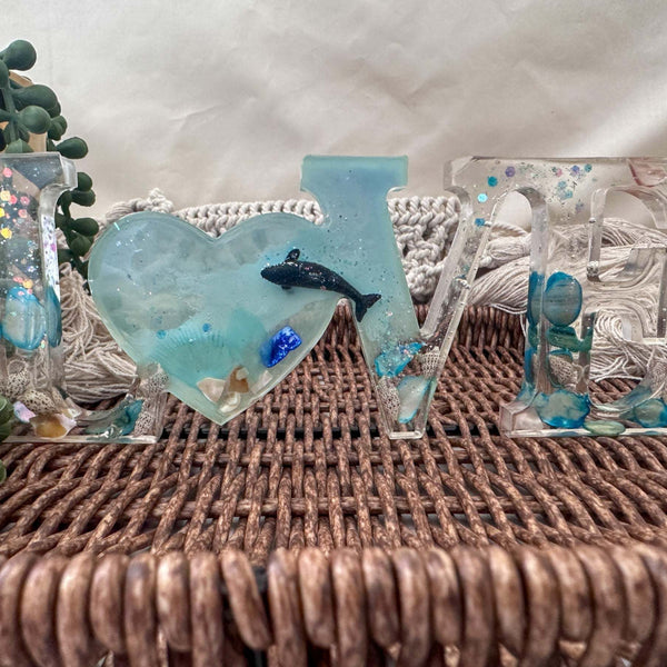 Oceans Embrace - Handcrafted LOVE Word Decor with Real Seashells