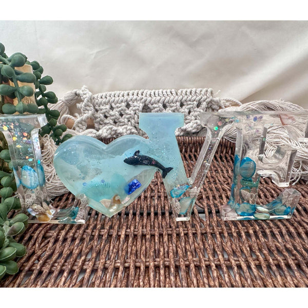 Oceans Embrace - Handcrafted LOVE Word Decor with Real Seashells