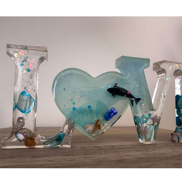 Oceans Embrace - Handcrafted LOVE Word Decor with Real Seashells