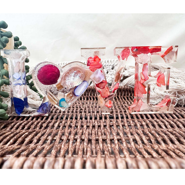 LOVE Word Home Ocean Inspired Decor - Handmade with Abalone Shells