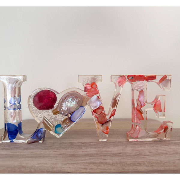 LOVE Word Home Ocean Inspired Decor - Handmade with Abalone Shells