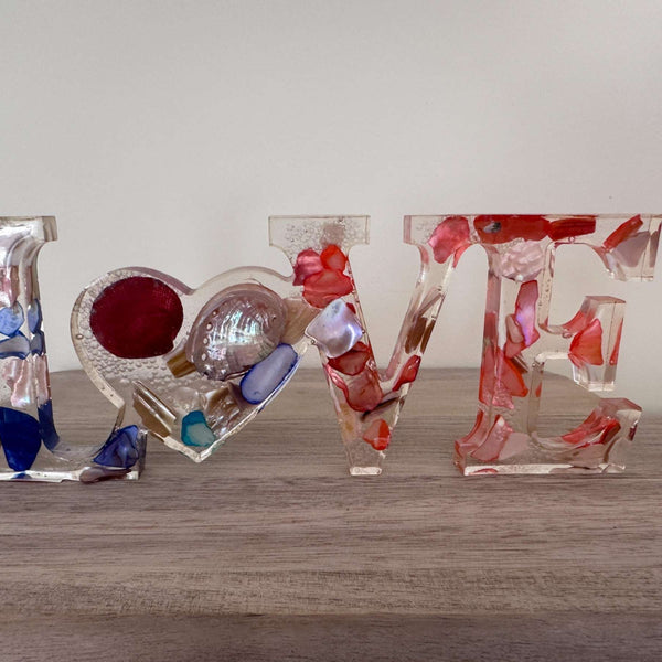 LOVE Word Home Ocean Inspired Decor - Handmade with Abalone Shells