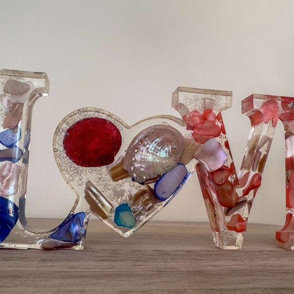 LOVE Word Home Ocean Inspired Decor - Handmade with Abalone Shells