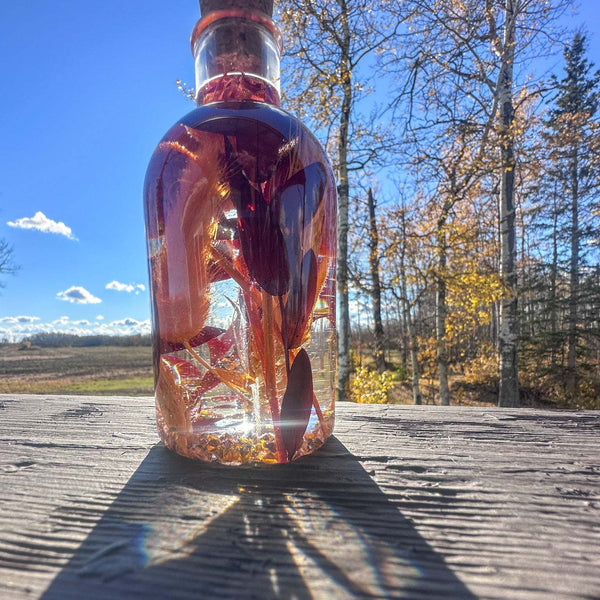 Autumn Glow - Handmade Fall Foliage Resin Art Bottle with LED Light