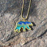 Northern Lights Bear Pendant –  Handmade Resin Aurora Borealis Pendant