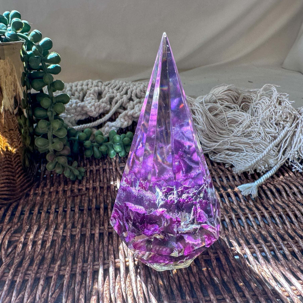 Enchanting Purple Carnation Resin Ring Holder - Handmade Floral Decor