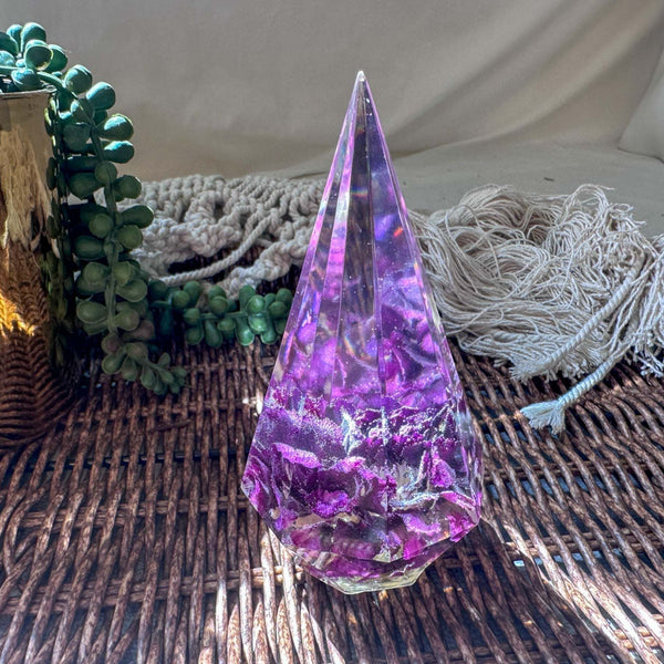 Enchanting Purple Carnation Resin Ring Holder - Handmade Floral Decor