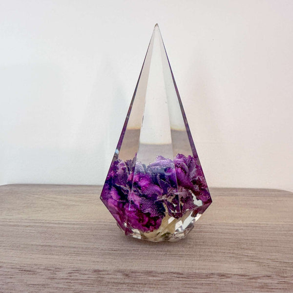 Enchanting Purple Carnation Resin Ring Holder - Handmade Floral Decor
