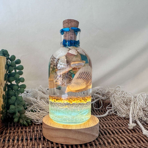 Beach in a Bottle - Handmade Resin Beach Decor with Seashells & Sand