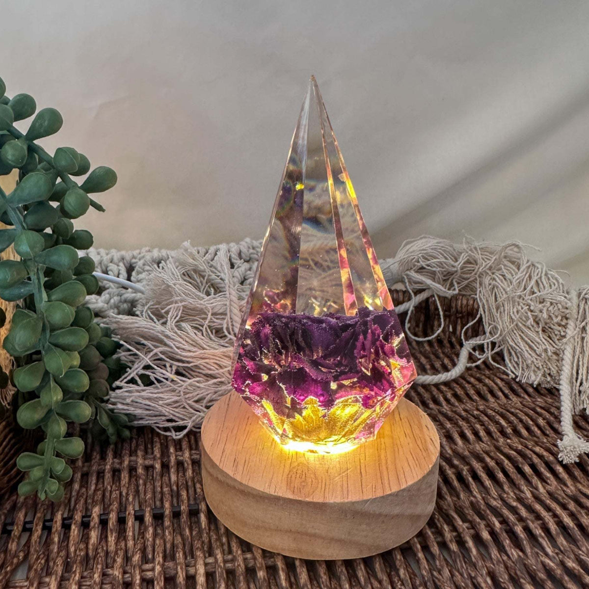 Enchanting Purple Carnation Resin Ring Holder - Handmade Floral Decor