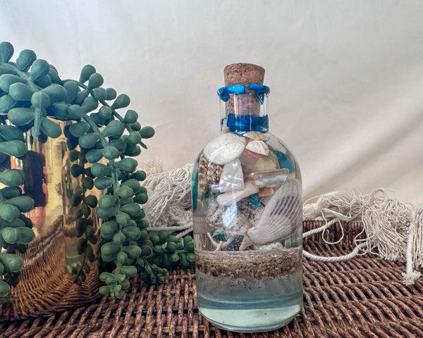 Beach in a Bottle - Handmade Resin Beach Decor with Seashells & Sand