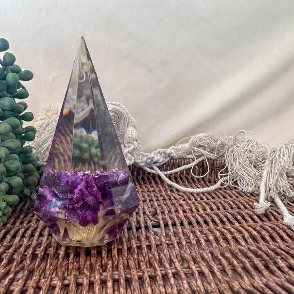 Enchanting Purple Carnation Resin Ring Holder - Handmade Floral Decor