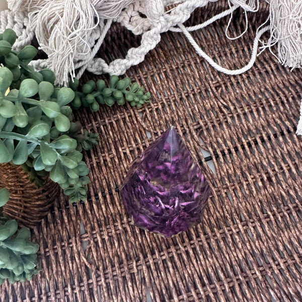 Enchanting Purple Carnation Resin Ring Holder - Handmade Floral Decor