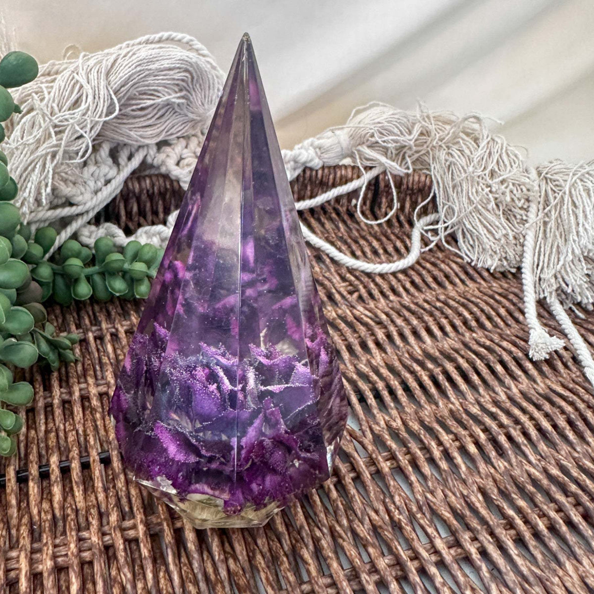 Enchanting Purple Carnation Resin Ring Holder - Handmade Floral Decor