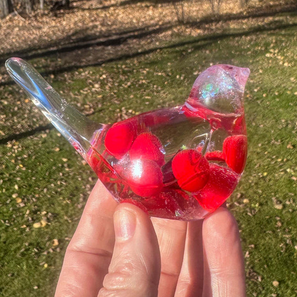 Berry Red Cardinal - Handmade Red Berry Resin Bird Home Decor