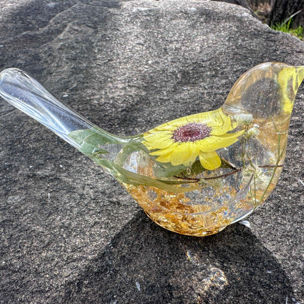 Sunflower Sunny Songibrd - Handmade Pressed Flower Resin Bird Decor
