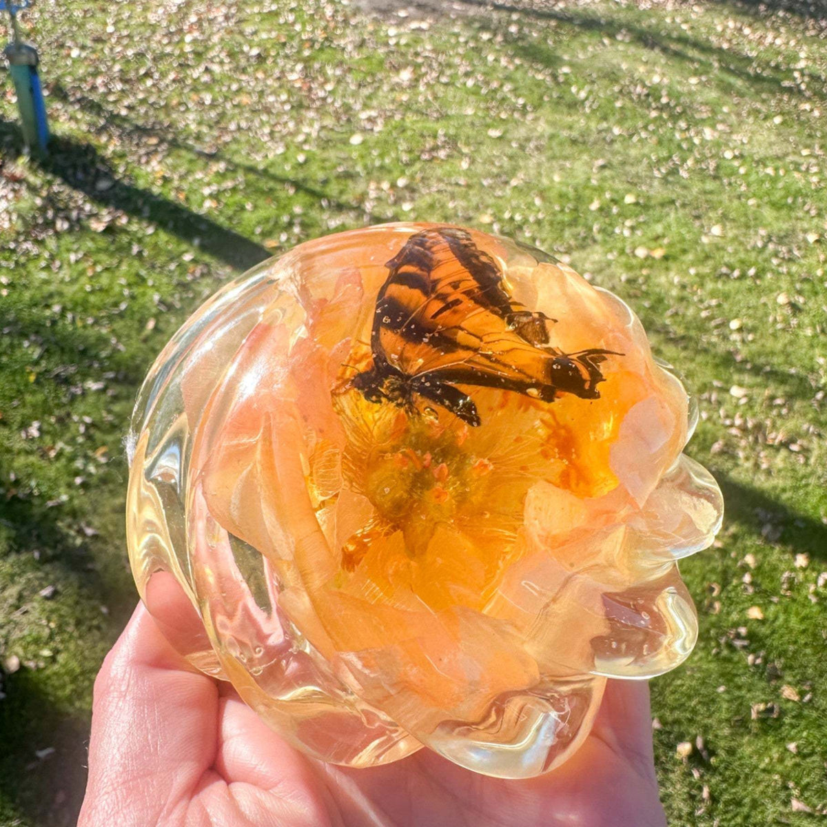 Butterfly Garden - Enchanted Handmade Resin Monarch Peony Garden Decor