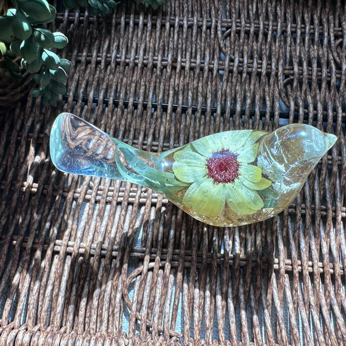 Sunflower Sunny Songibrd - Handmade Pressed Flower Resin Bird Decor