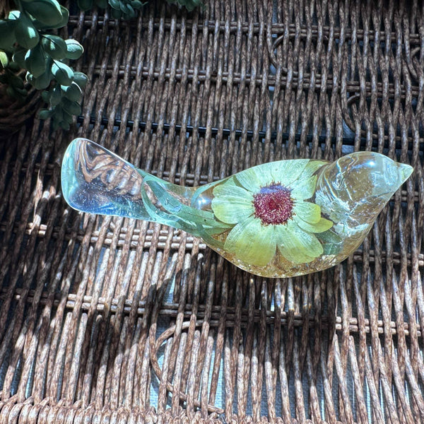 Sunflower Sunny Songibrd - Handmade Pressed Flower Resin Bird Decor