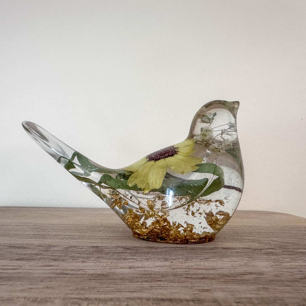 Sunflower Sunny Songibrd - Handmade Pressed Flower Resin Bird Decor