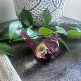 Whimsical Whispers - Handmade Burgundy Strawflower Blooms Resin Bird