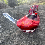 Handmade Crimson Melody  Songbird – Resin Art Bird with Real Flowers