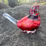Handmade Crimson Melody  Songbird – Resin Art Bird with Real Flowers