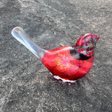 Handmade Crimson Melody  Songbird – Resin Art Bird with Real Flowers
